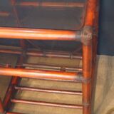 Rattan and leather bookcase 1970