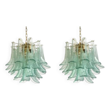Lot de 2 Lustre Contemporain "Sella" en Verre de Murano Vert avec Or