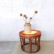 Table tabouret en rotin et verre vintage