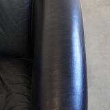 Black Cowhide Leather English-Style Club Chair