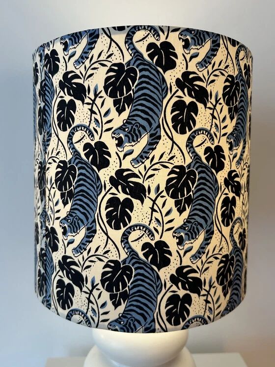 Wireless balcony lamp - unique recycled piece with tiger lampshade