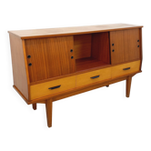 Vintage wooden enfilade in teak style from the 1960s.