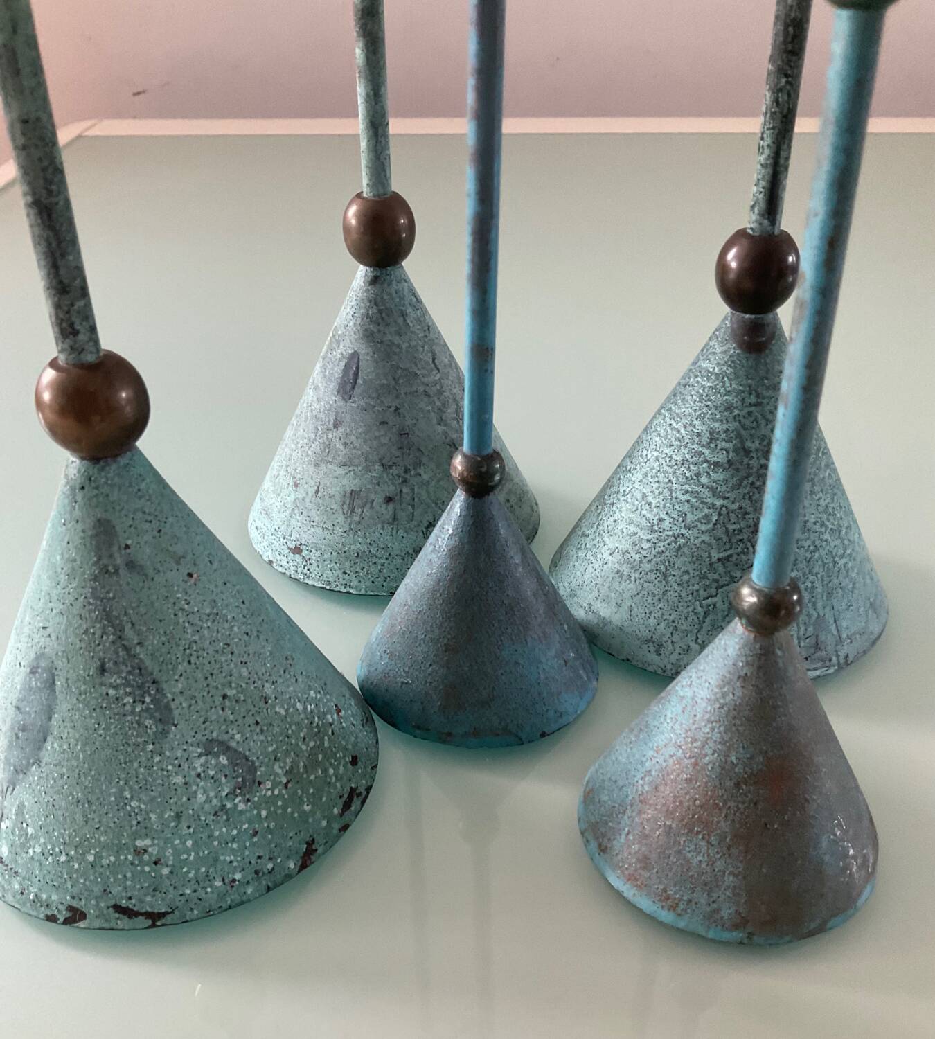Set of 5 vintage metal candle holders
