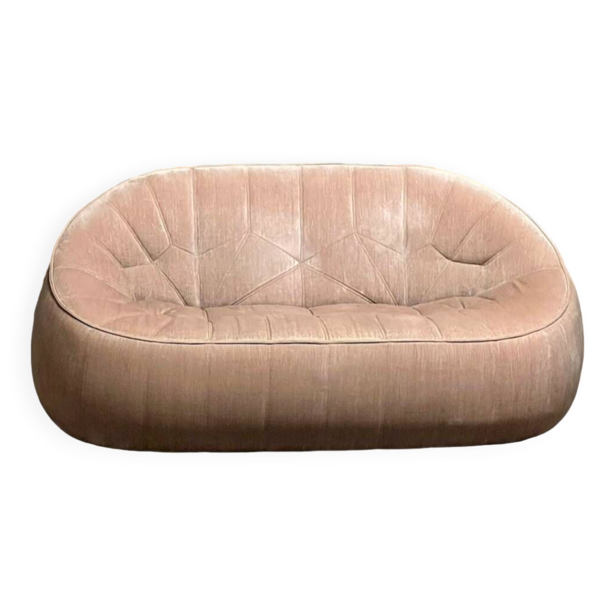 Cinna 'Ottoman' sofa in pale pink velvet, Ligne roset 1980