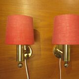 Pair of golden Scandinavian wall lights by Bergboms