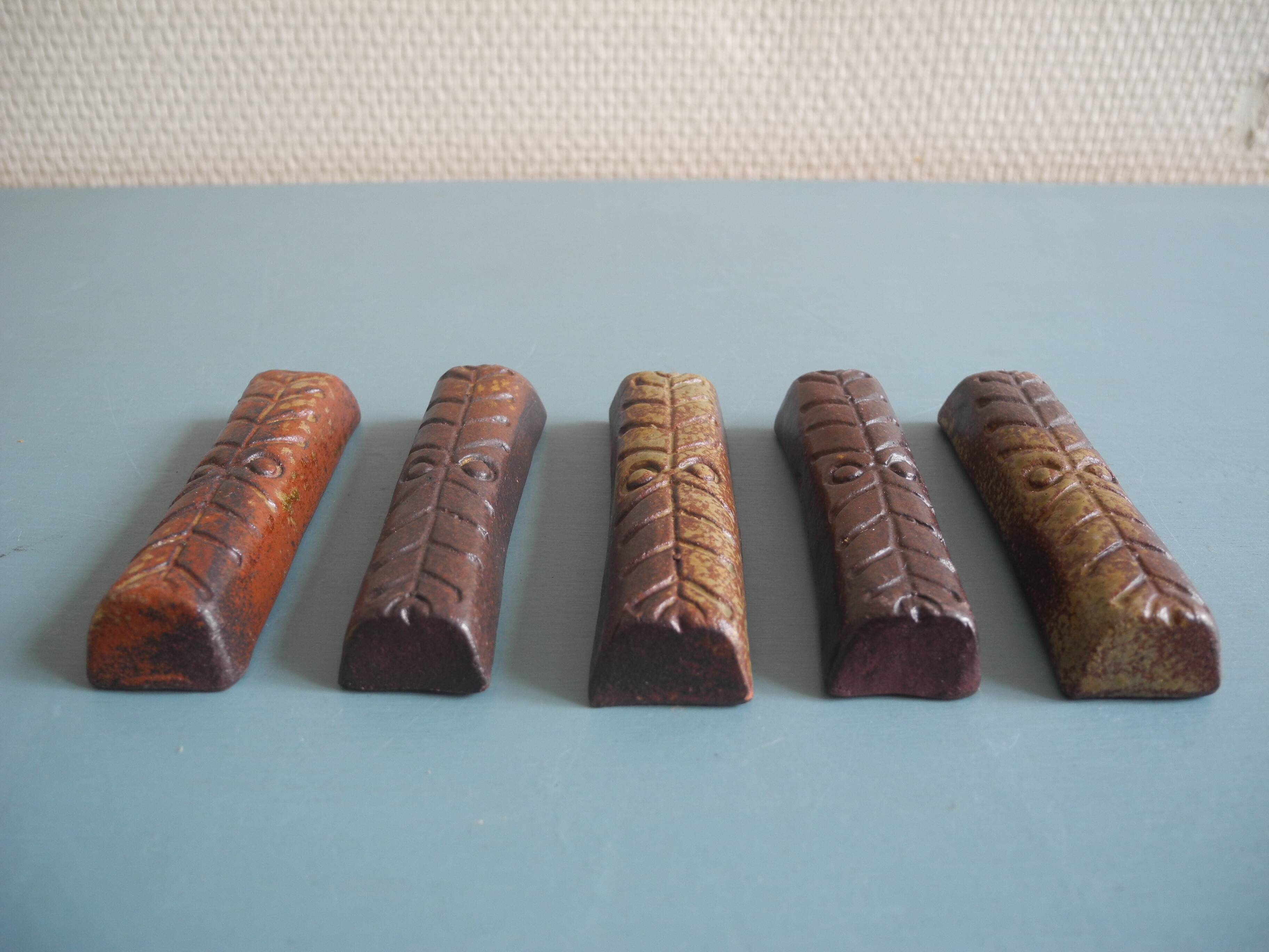 terracotta knife rests vintage table art set holders