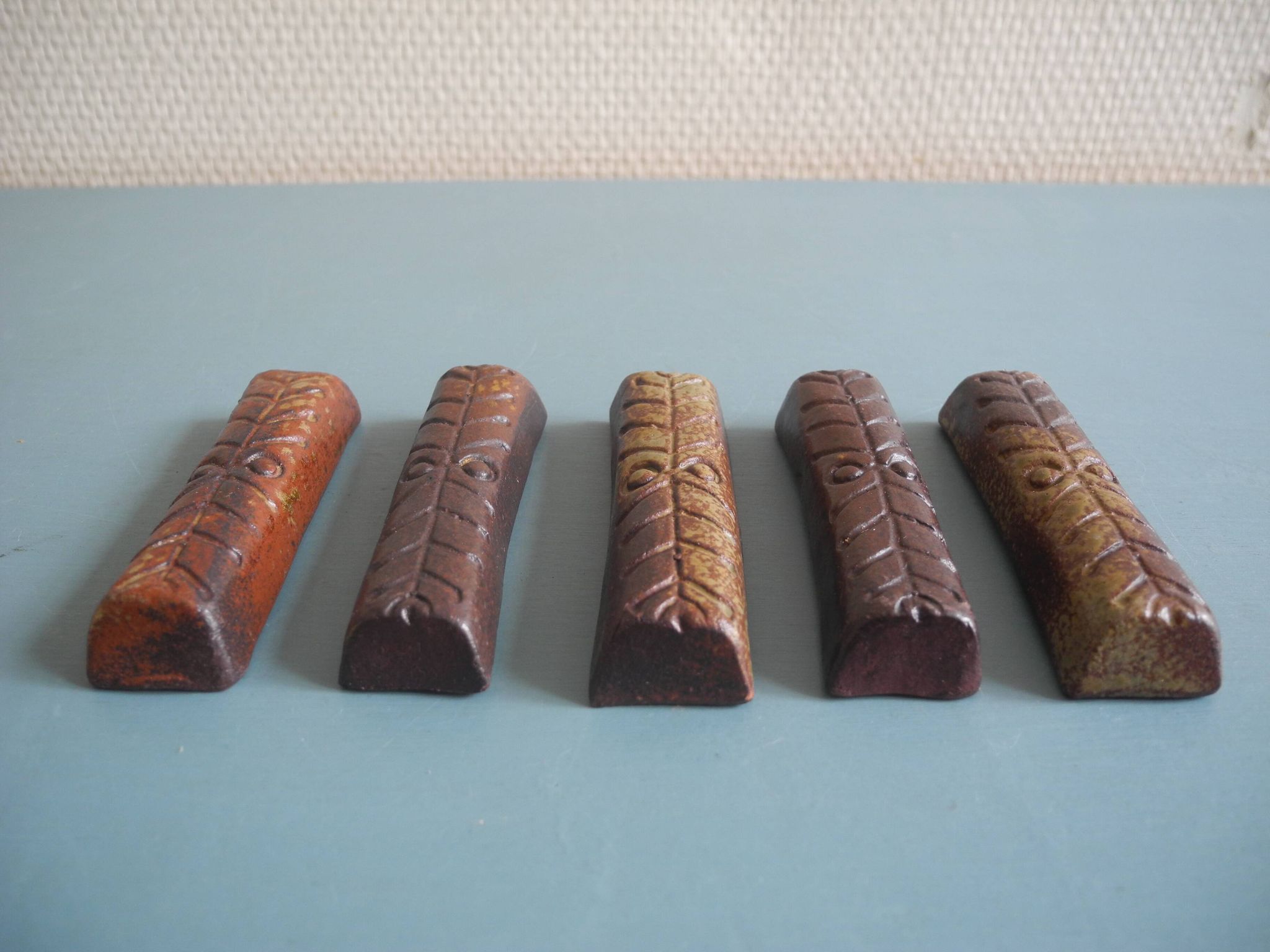terracotta knife rests vintage table art set holders