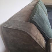 Cadre de lit double - Roche Bobois années 70 - complet – daim vert d’origin