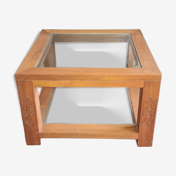 Exotic wood and glass coffee table