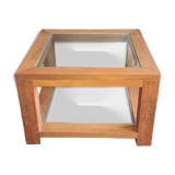 Exotic wood and glass coffee table