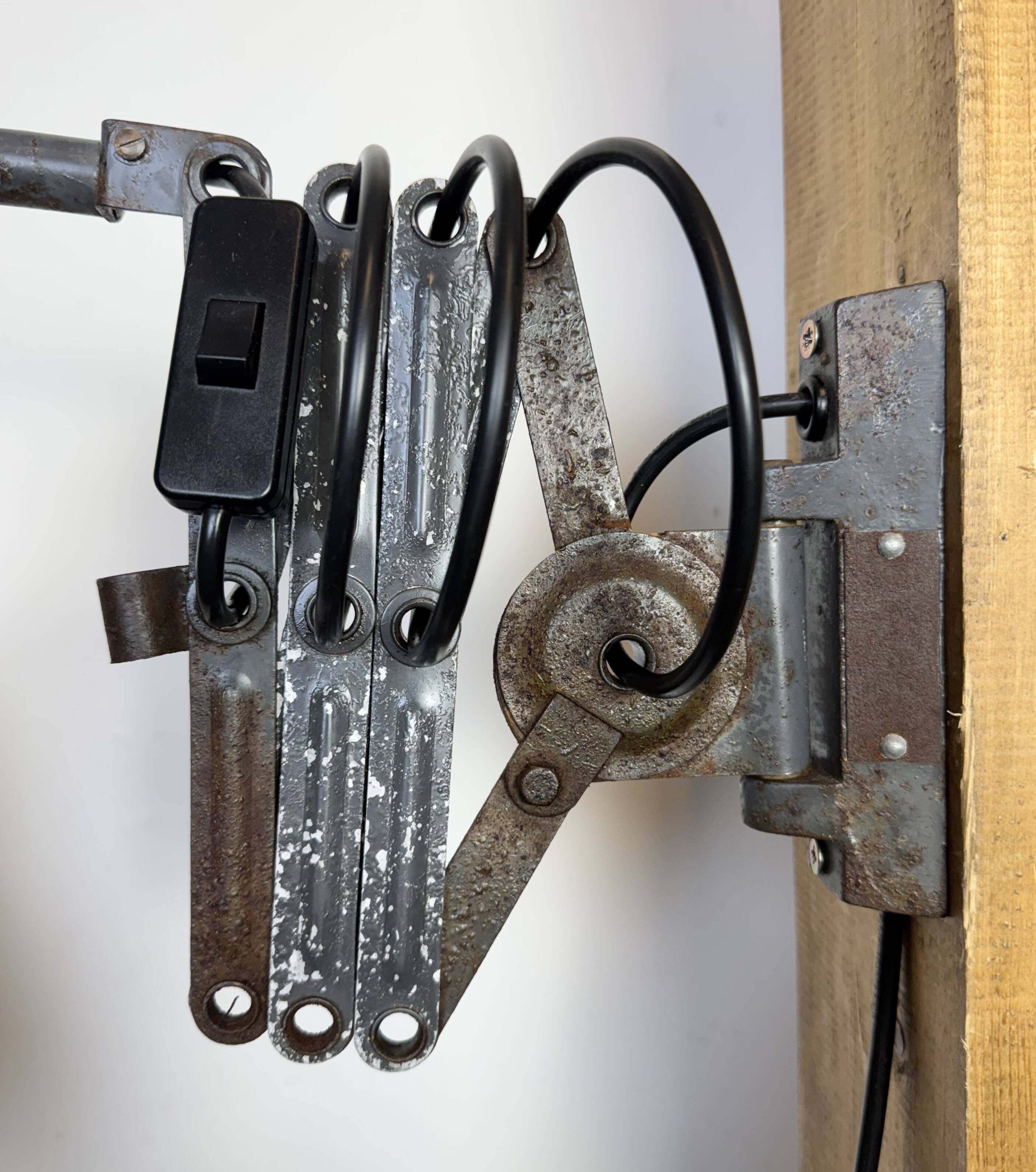 Grey Industrial Scissor Wall Lamp from Elektroinstala, 1960s