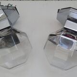 Pair of vintage 1970 Staff wall lights by Motoko Ishi in chrome