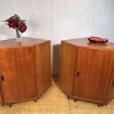 Mid-Century Retro Vintage Teak Pair of Corner Cabinets – 1960s Danish Desig