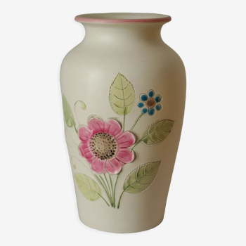 Vase fleuri en céramique vintage Italie Cadorev