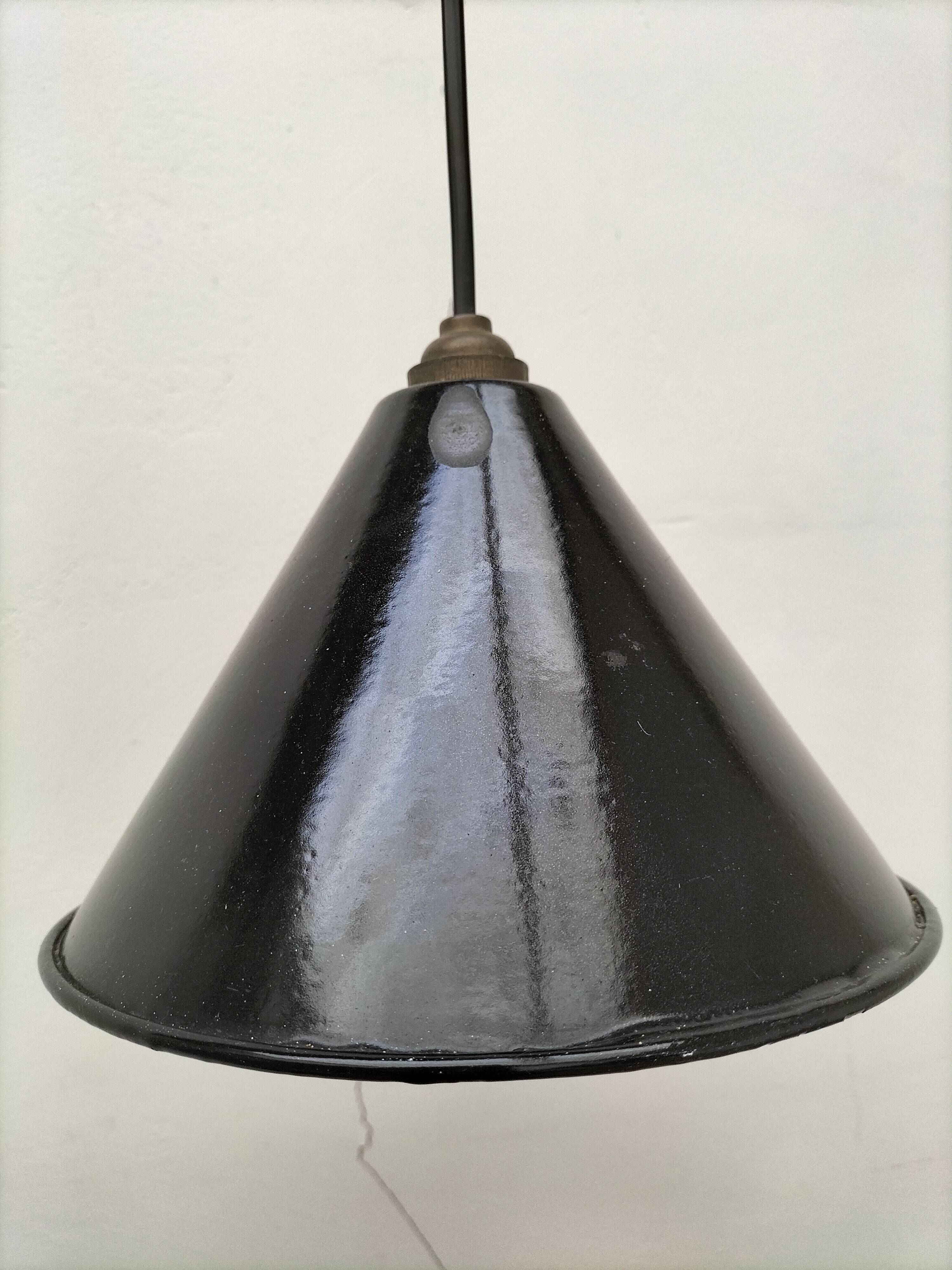 Enameled sheet metal pendant lights