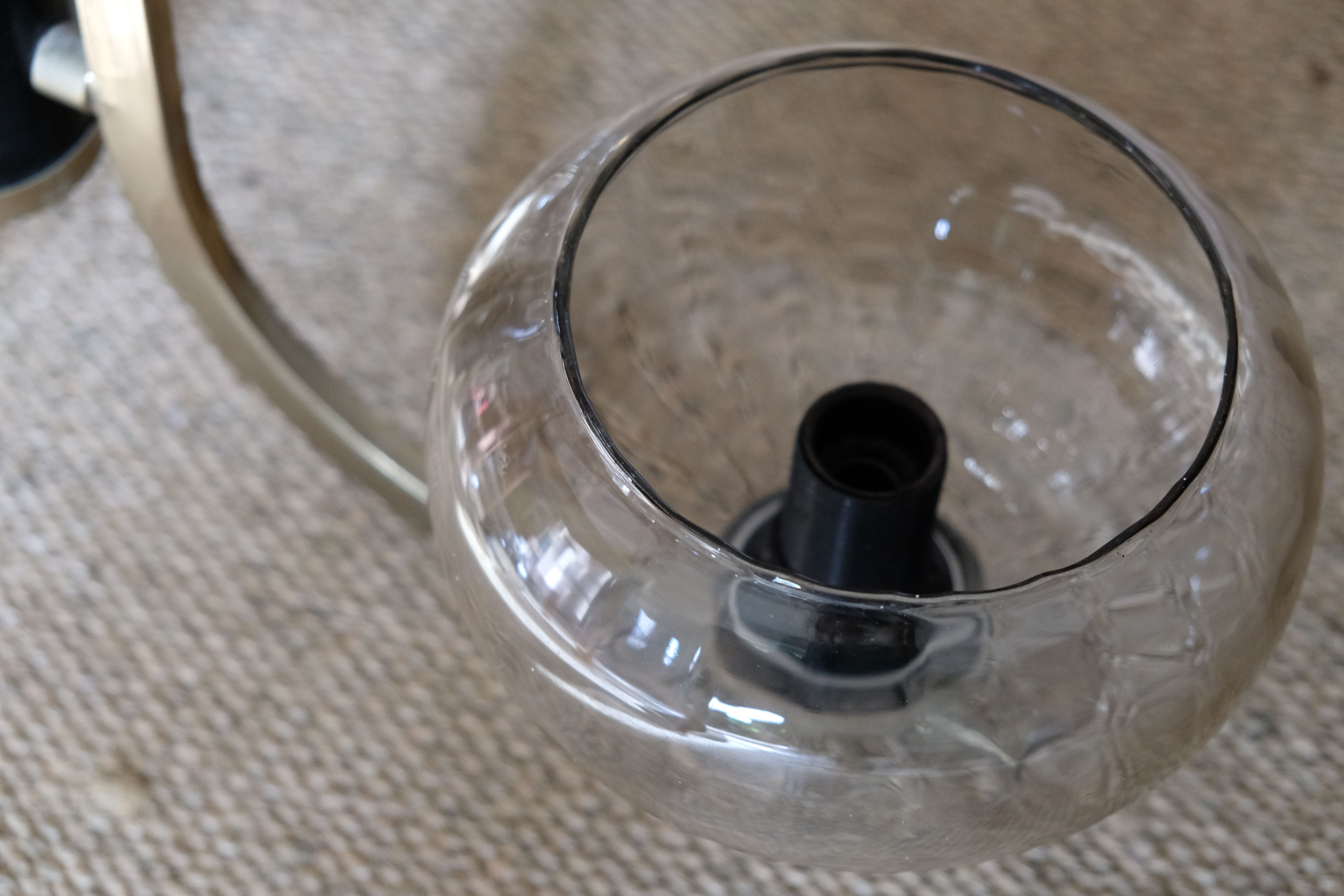 Smoky glass, brass and steel ceiling light