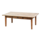 Antique pinewood coffee table with a drawer and a rural appearance