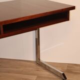 Vintage teak and chrome metal desk circa 1970