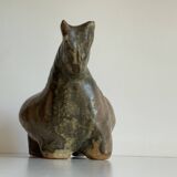Brutalist ceramic zoomorphic horse shape