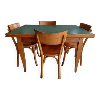 Extendable table & 4 Baumann chairs 1950s