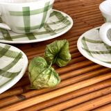 5 cups and saucers vichy 1950