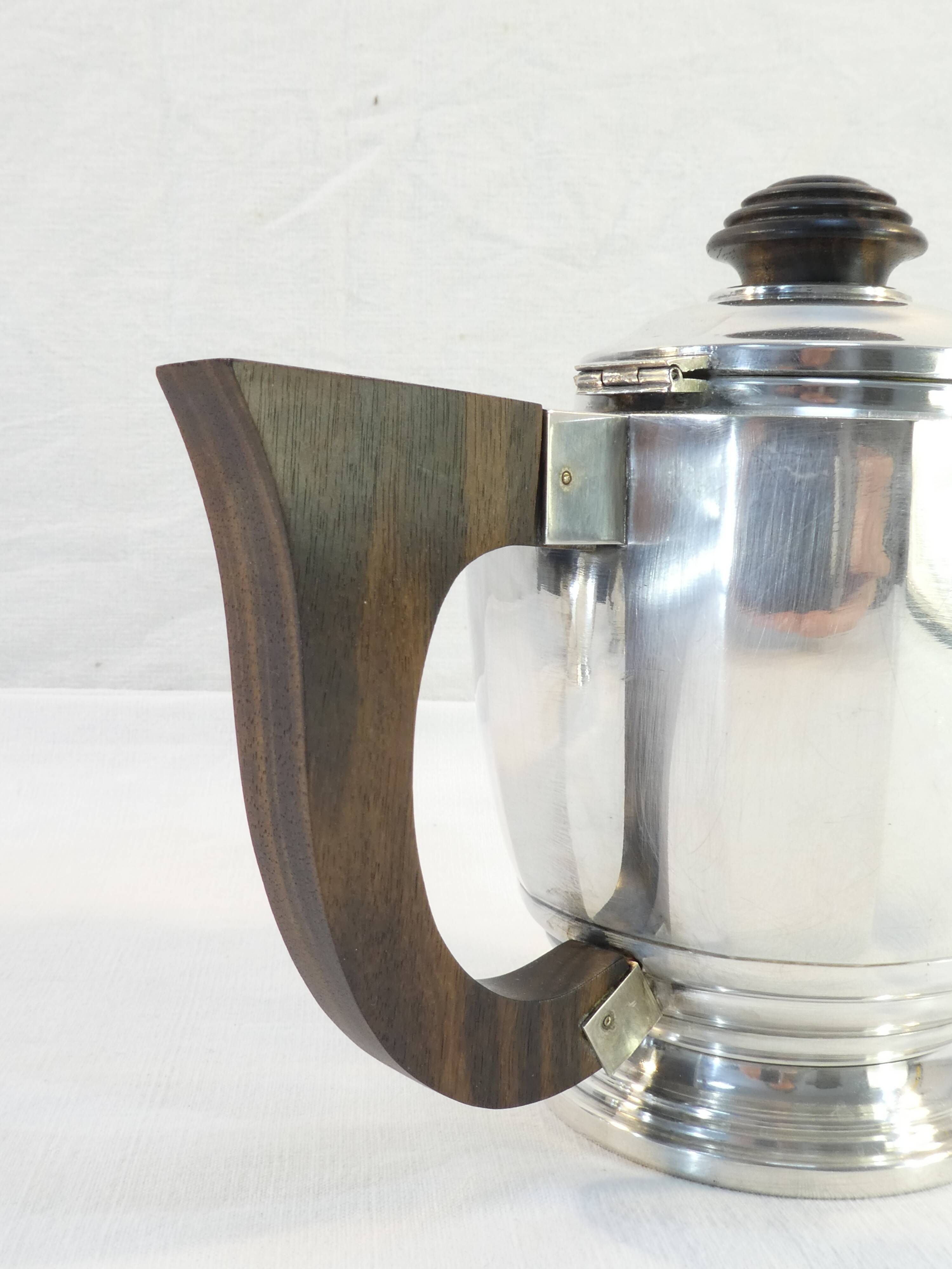 Silver metal coffee / tea service art deco 3 pieces