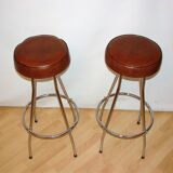 Pair of hockers, bar chairs 70s
