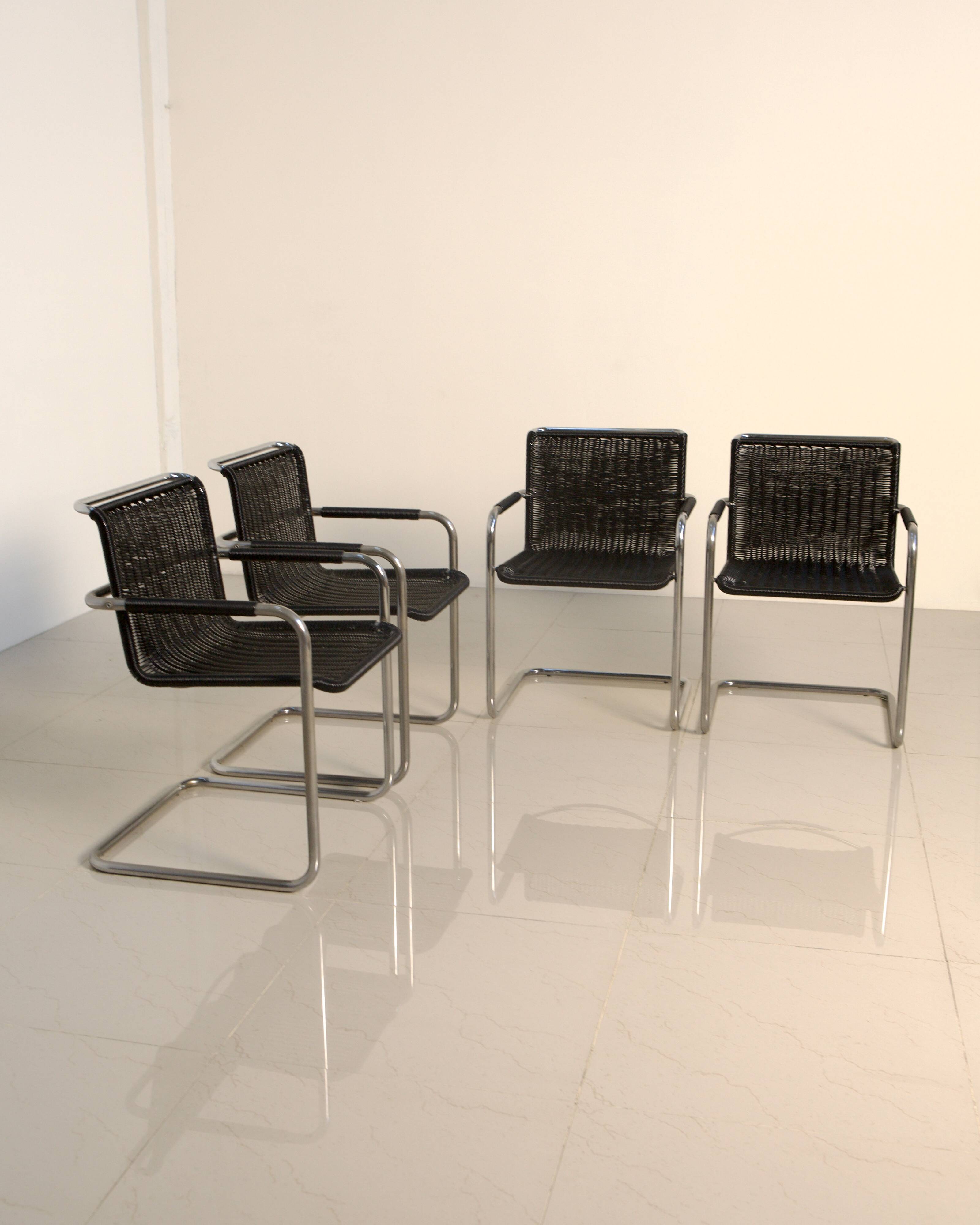 Set of 4 "D41" chairs by Jean Prouvé for Tecta 80's