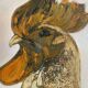 Large oil painting on canvas of a rooster signed Yves BOUGEARD.