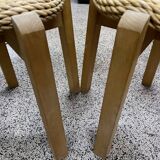 Pair of Scandinavian rush stools from the 70s