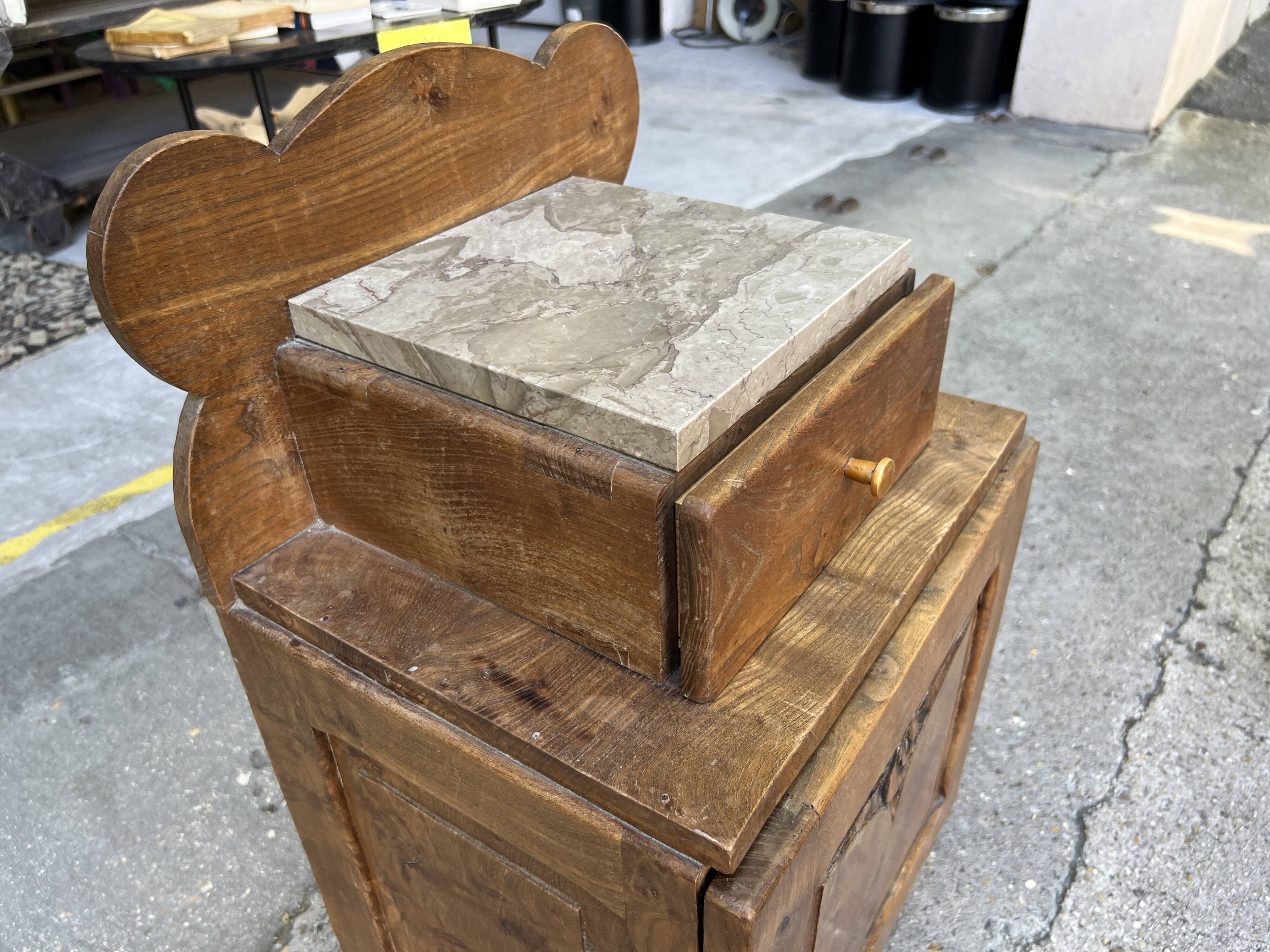 Art Deco bedside in oak and marble