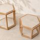 Set of 3 nesting tables in travertine and wood – Roche Bobois, 1970s