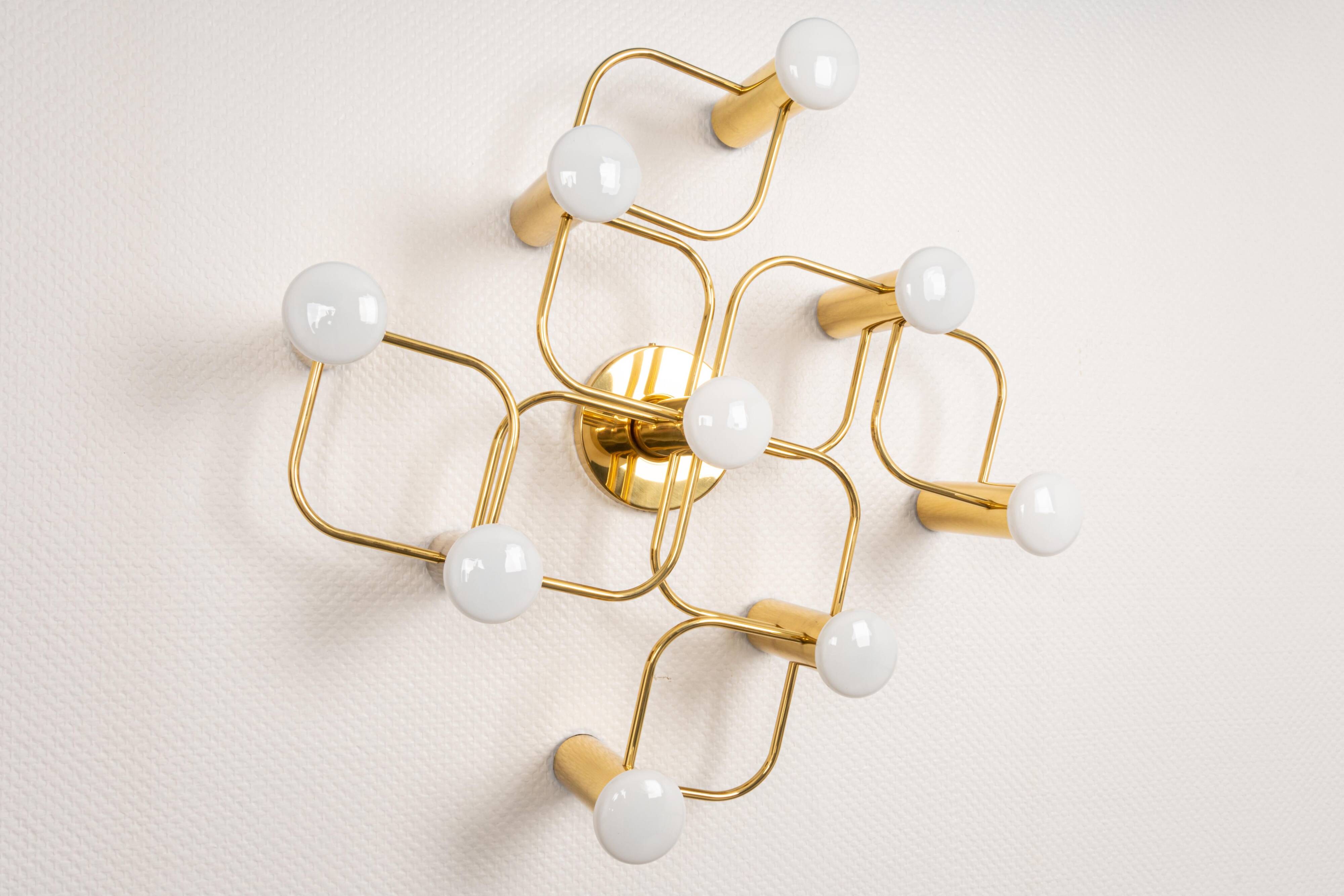 1 of 2 Sciolari Leola wall-mounted ceiling light in brass, Germany, 1970s