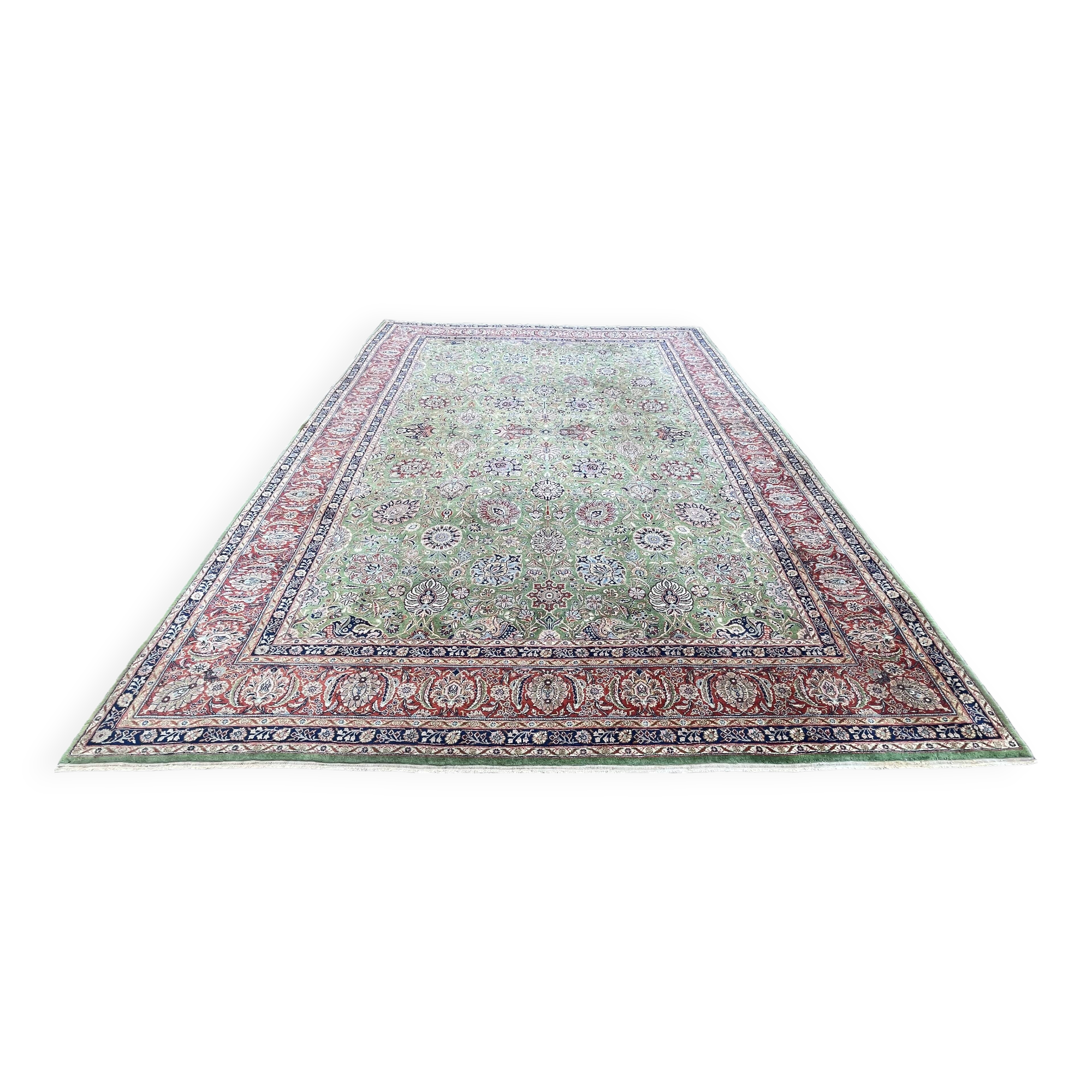 Large emerald Tabriz Persian rug 520x350 cm