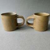 2 stoneware mugs Arts Ceram Grands fires, Puisaye sandstone