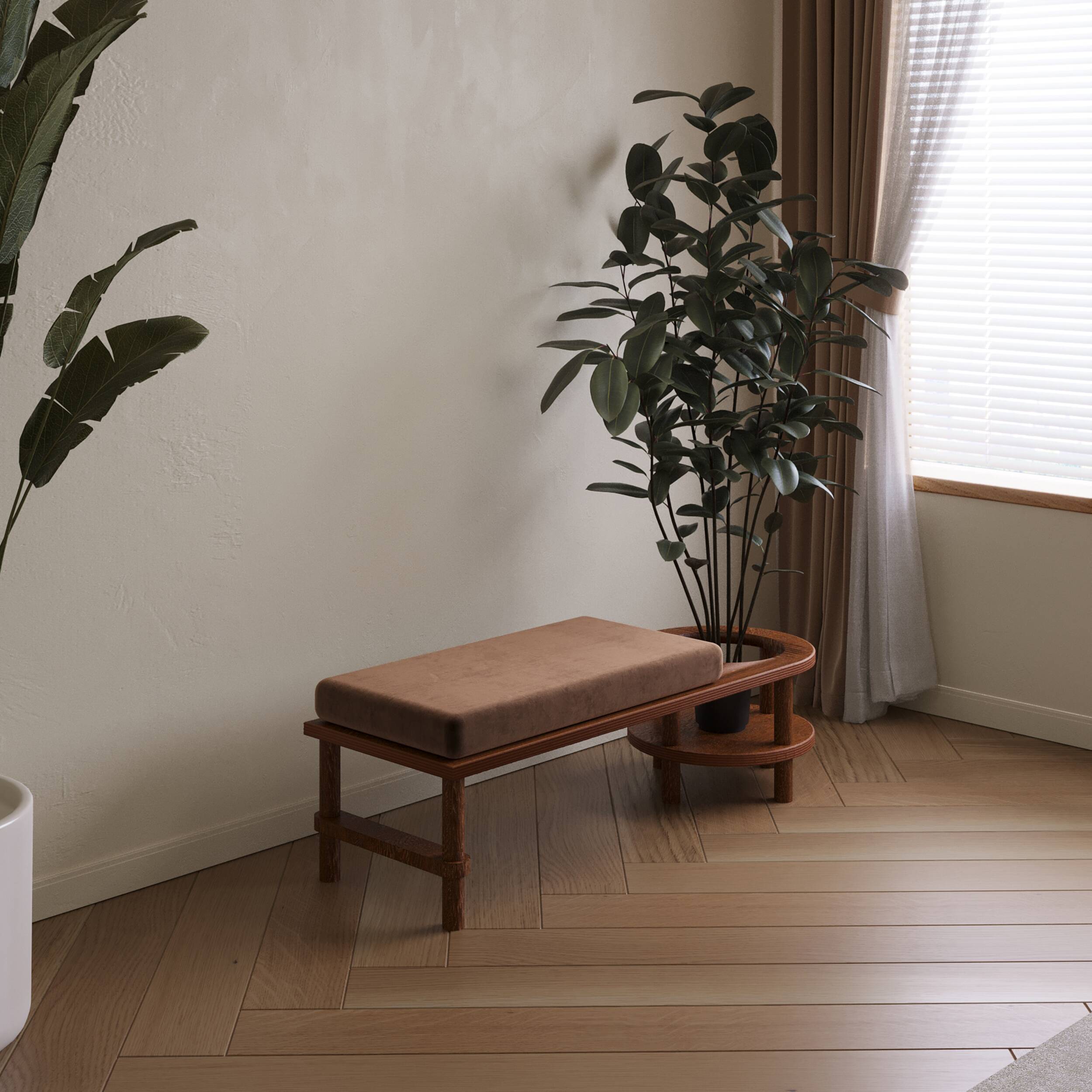 Bancs modernes en bois faits à la main