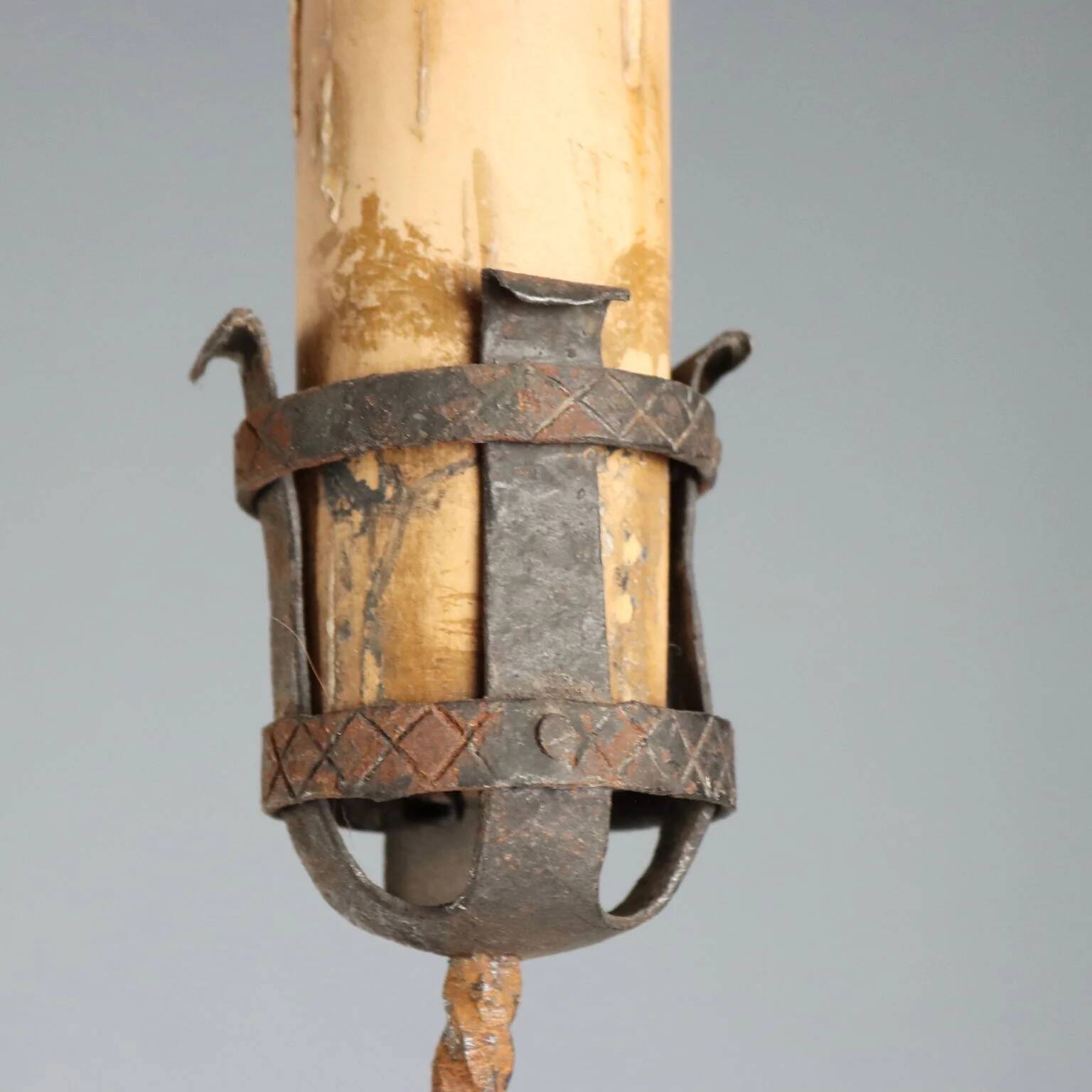Wrought iron five-light torchère with twisted serpent - Italy late 19th century