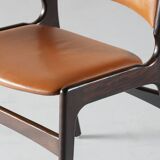 Suite de 4 chaises modèle 89 en teck et cuir par Erik Buch pour Pol Dinesen, Danemark, 1960's