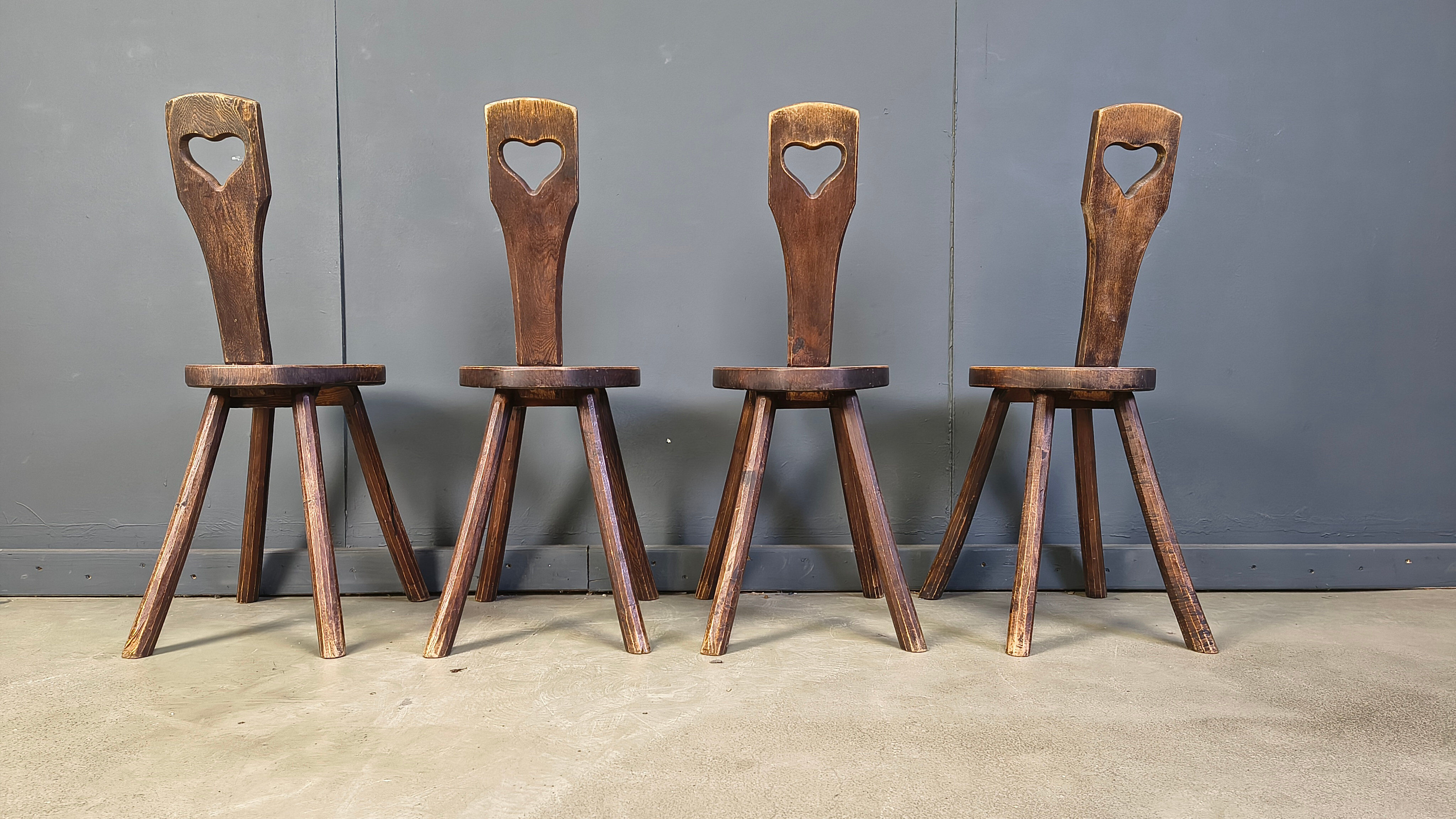 Vintage brutalist heart shaped chairs, 1960s