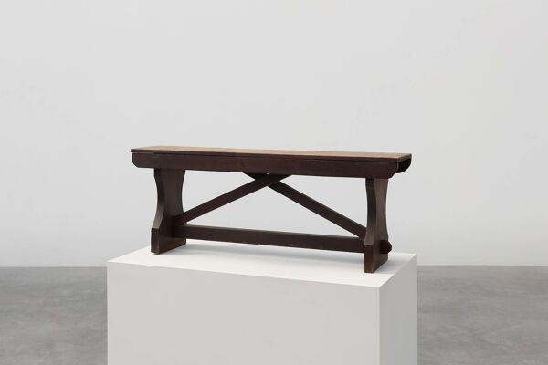 Banc rustique en bois de style Wabi Sabi, France années 1900