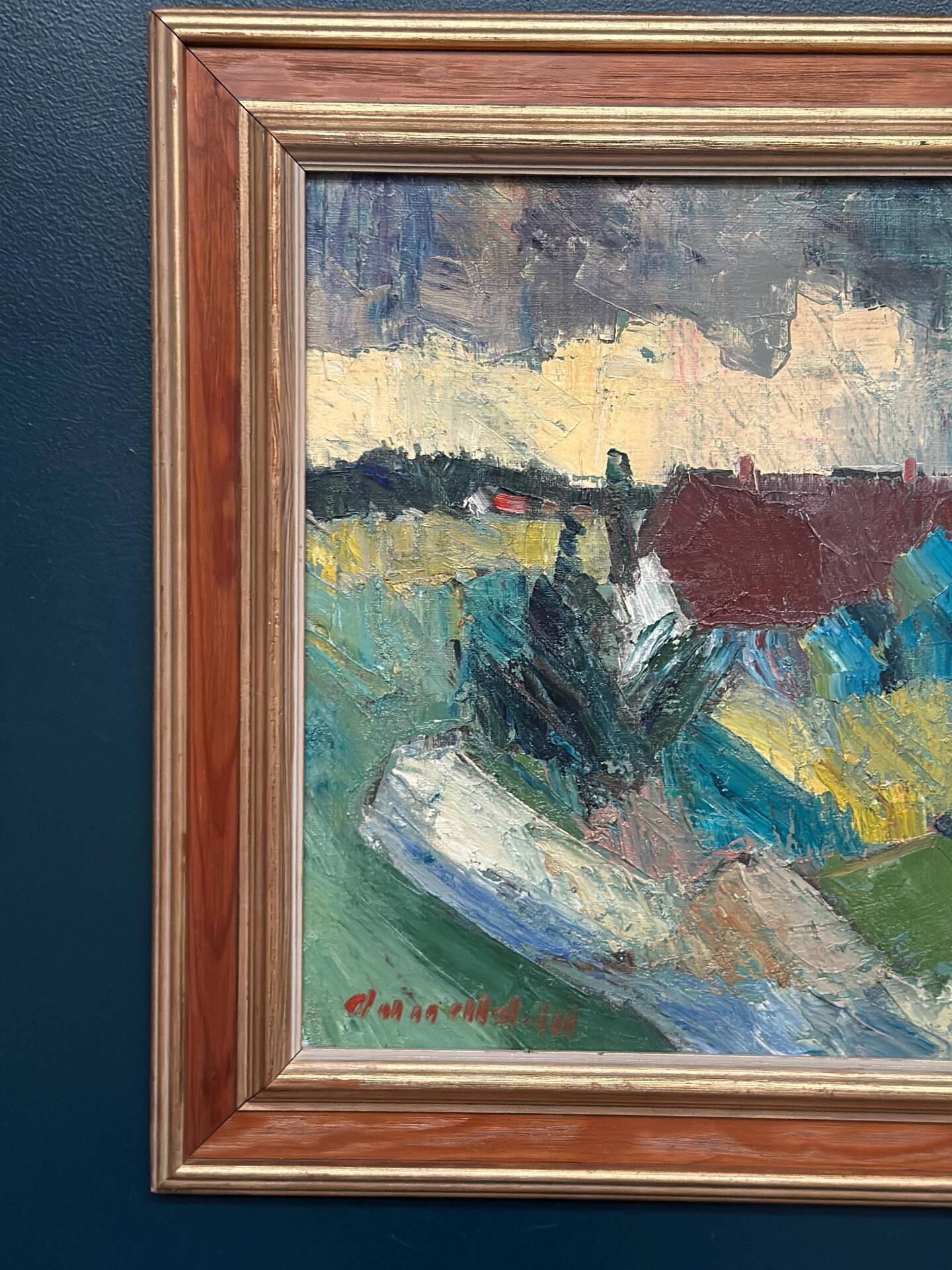 Huile sur toile suédoise – « Fermes » par Arnold William Pedersen