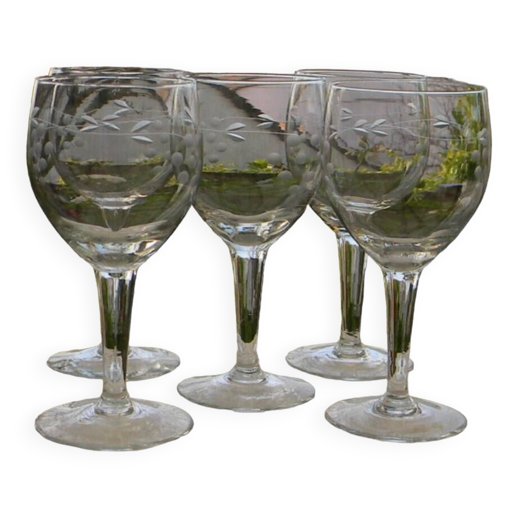 Set of 5 glass water glasses from the 1950s.
