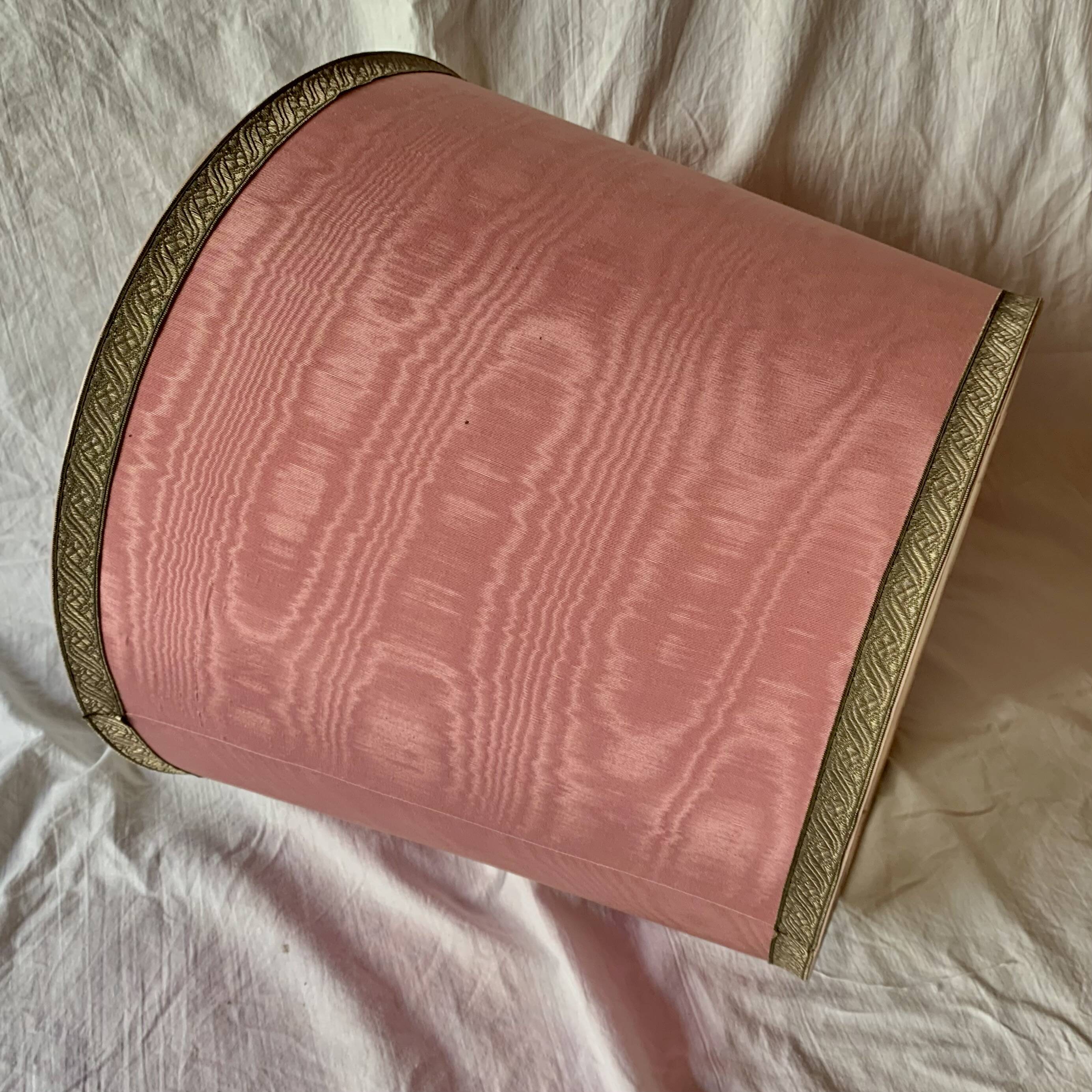 Large Vintage Pink Silk Lampshade - 40 x 34 cm