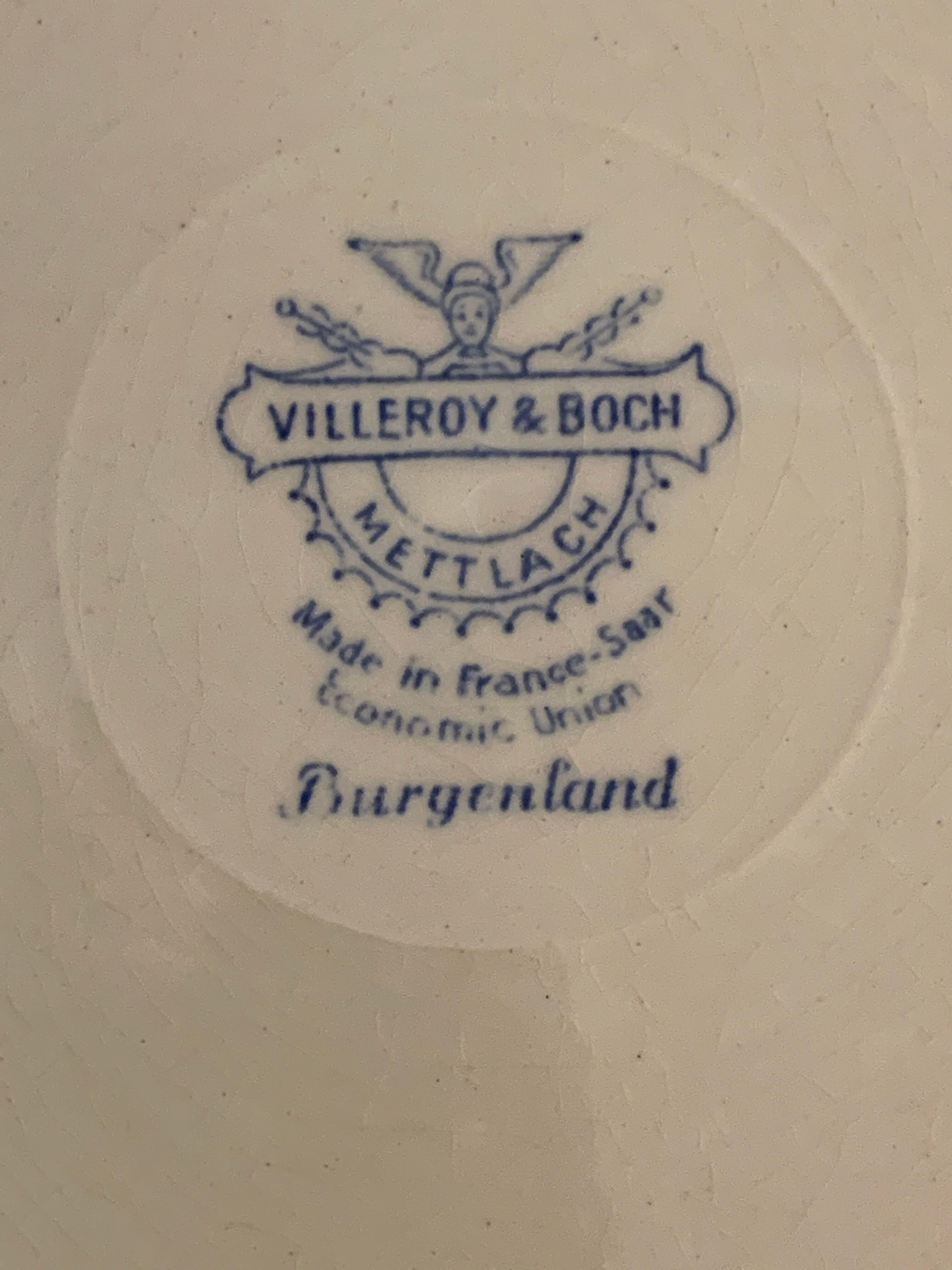 10 old blue earthenware dessert plates Burgenland Villeroy and Boch 1950