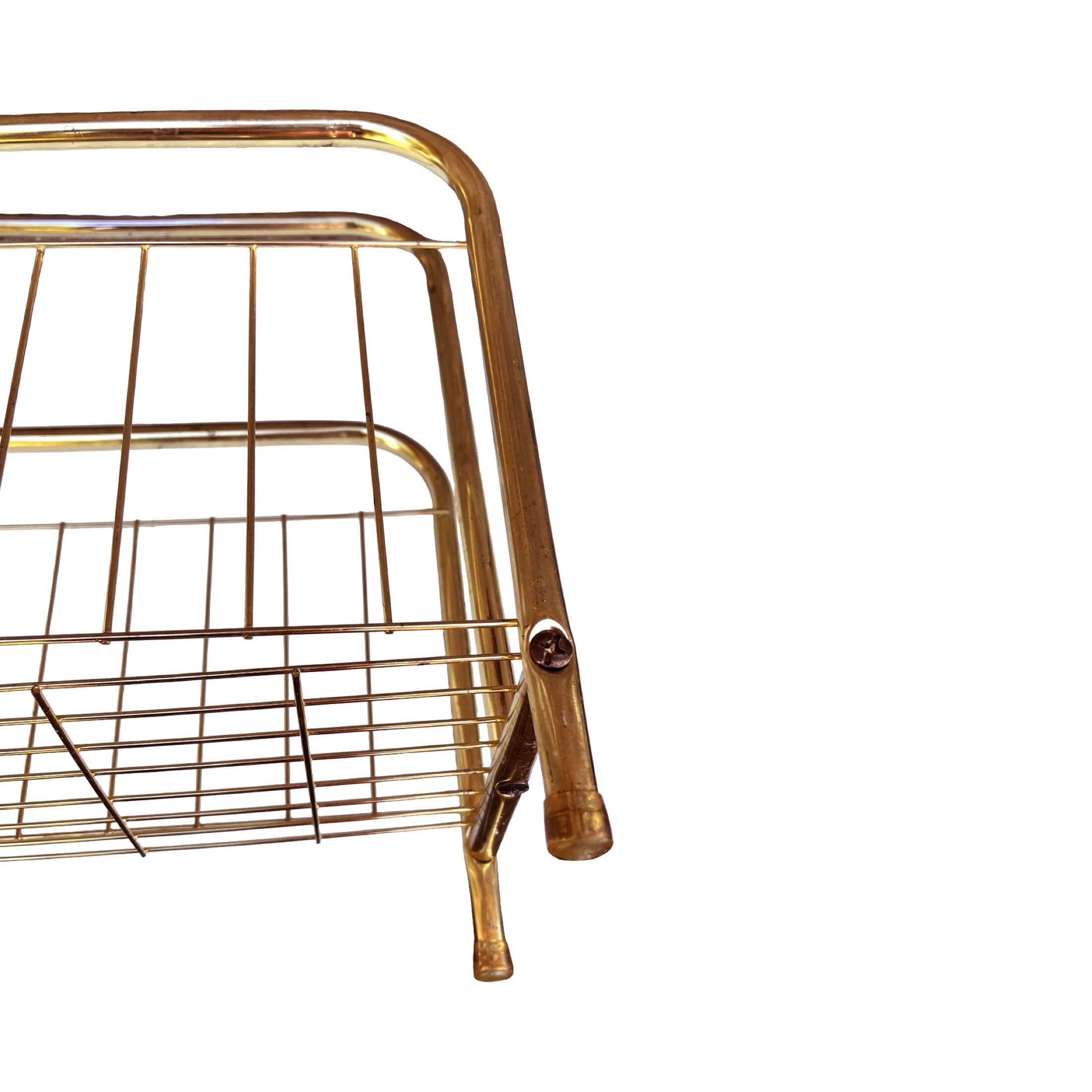 Modernist, gold, newspaper basket, Belgium 1980s.