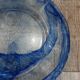 Large round blue crystal dish