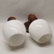 Set of vintage globe opaline wall lights wooden support