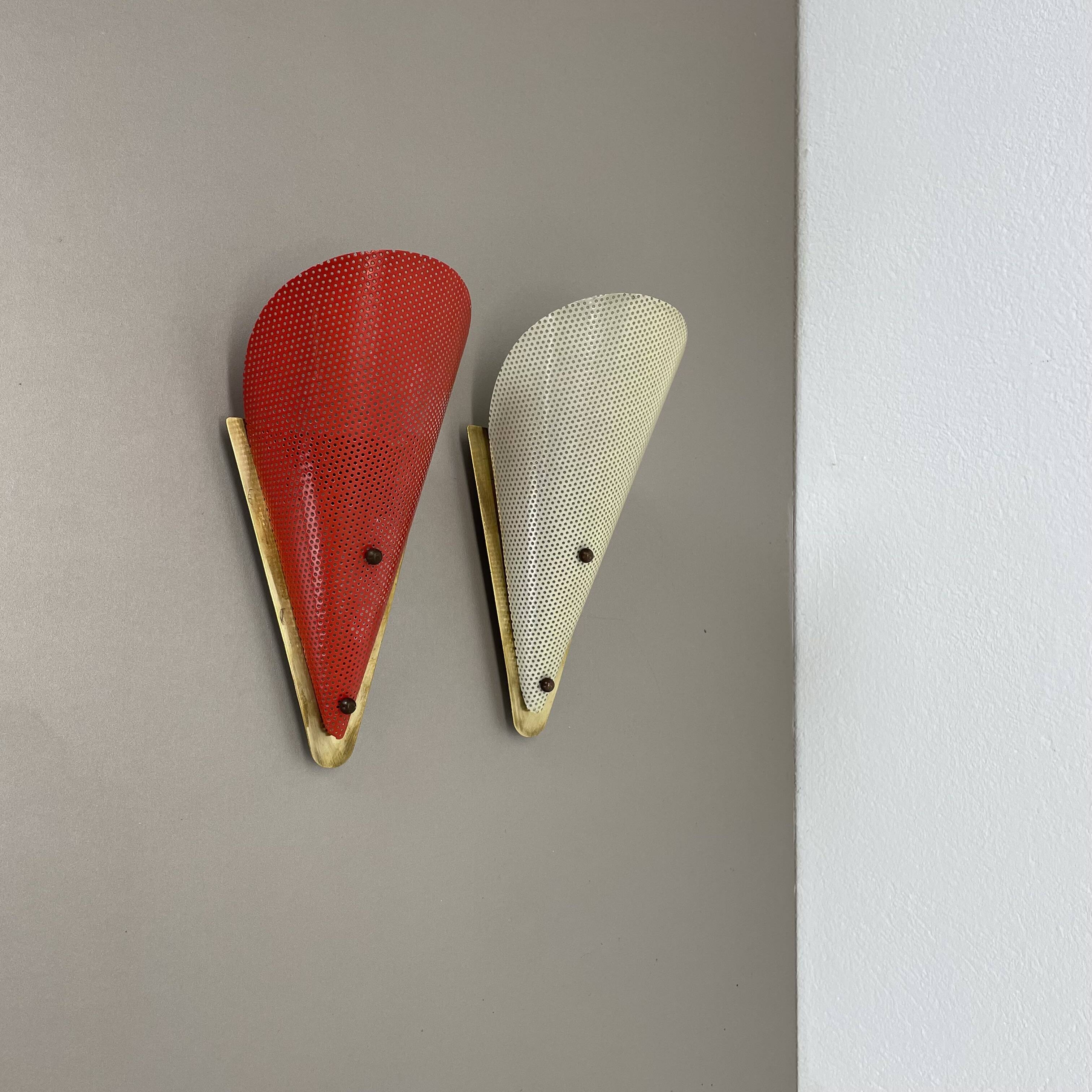 Set of two hole pattern theatre wall light sconces, france, 1950