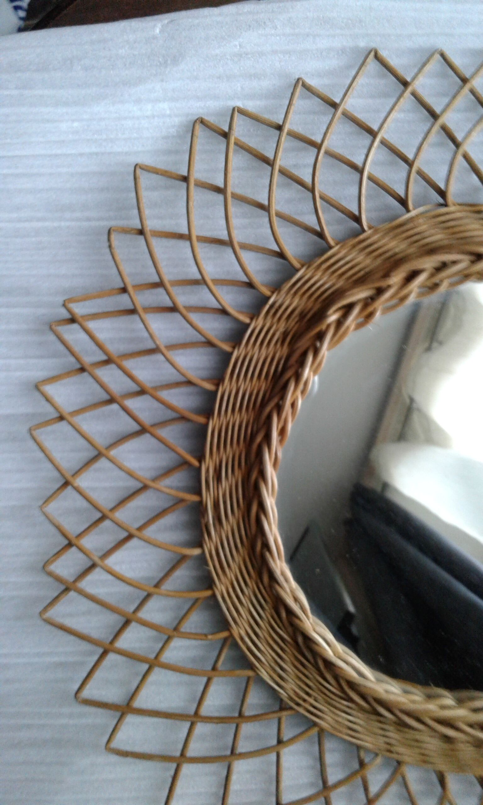 60s rattan mirror 40cm