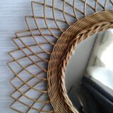 60s rattan mirror 40cm